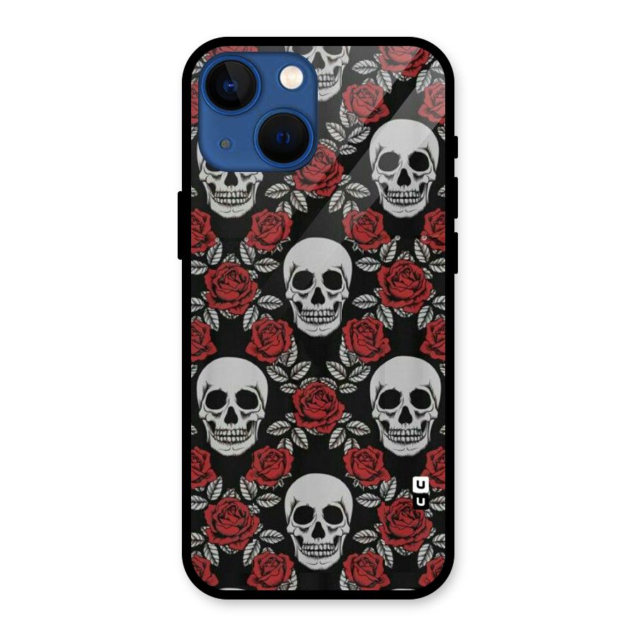 Grey Skulls Glass Back Case for iPhone 13 Mini