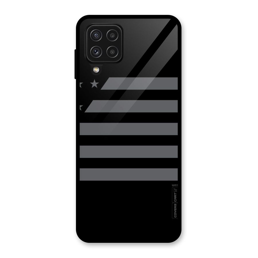 Grey Star Striped Pattern Glass Back Case for Galaxy A22 4G