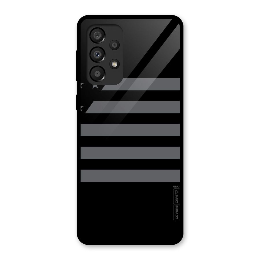 Grey Star Striped Pattern Glass Back Case for Galaxy A33 5G