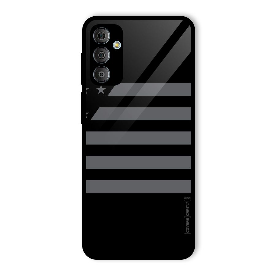 Grey Star Striped Pattern Glass Back Case for Galaxy F23