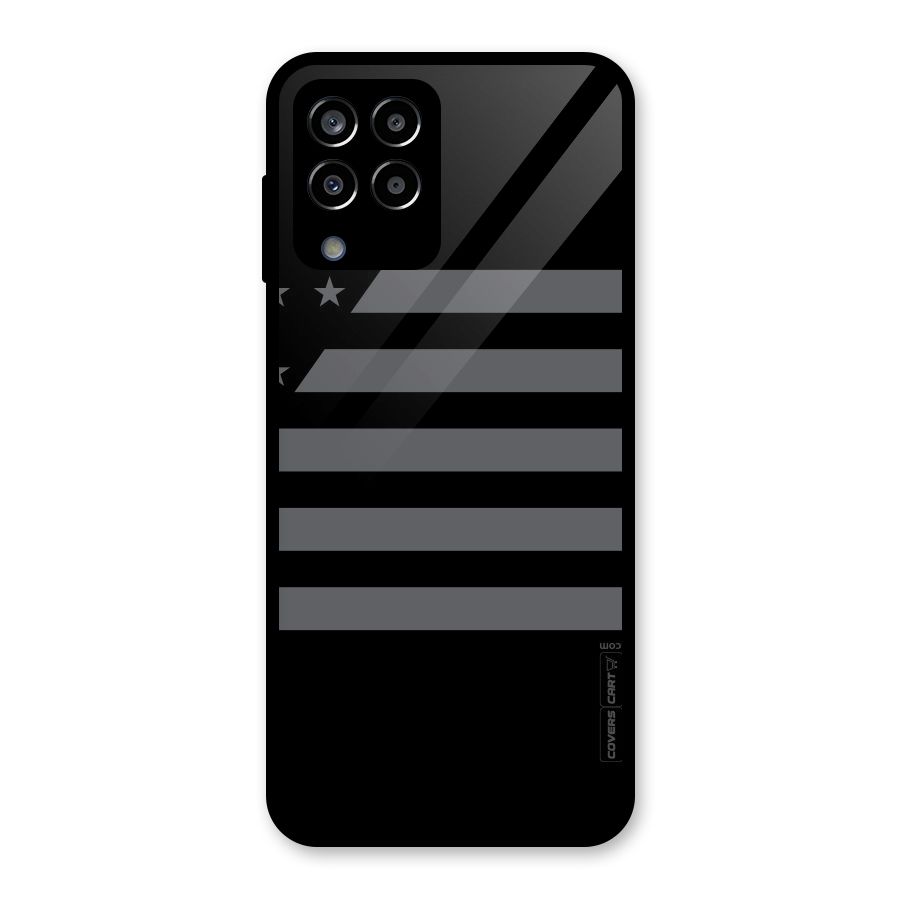Grey Star Striped Pattern Glass Back Case for Galaxy M33