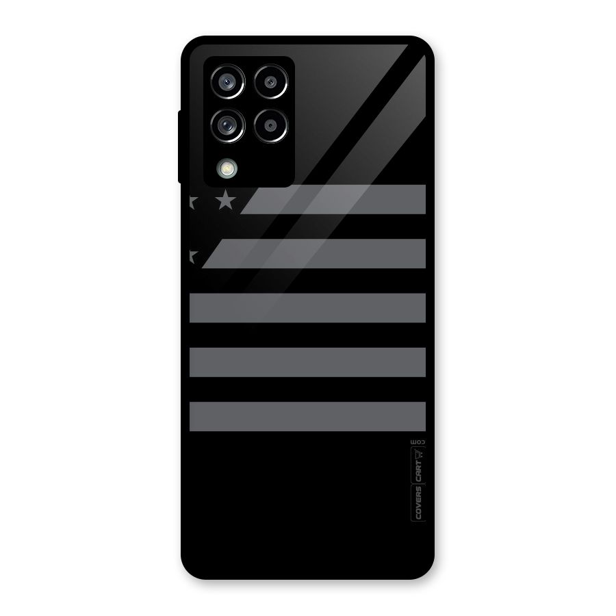 Grey Star Striped Pattern Glass Back Case for Galaxy M53 5G