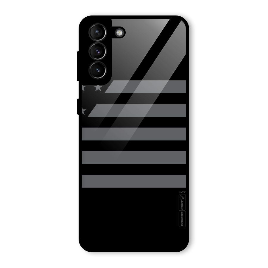 Grey Star Striped Pattern Glass Back Case for Galaxy S21 Plus