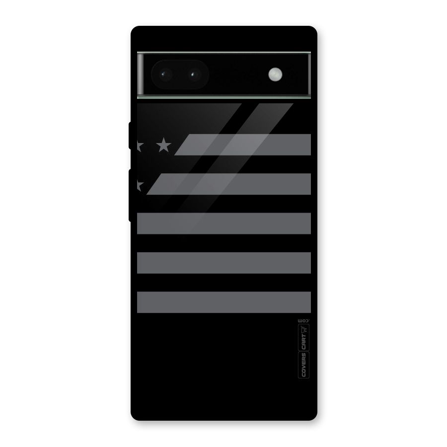 Grey Star Striped Pattern Glass Back Case for Google Pixel 6a