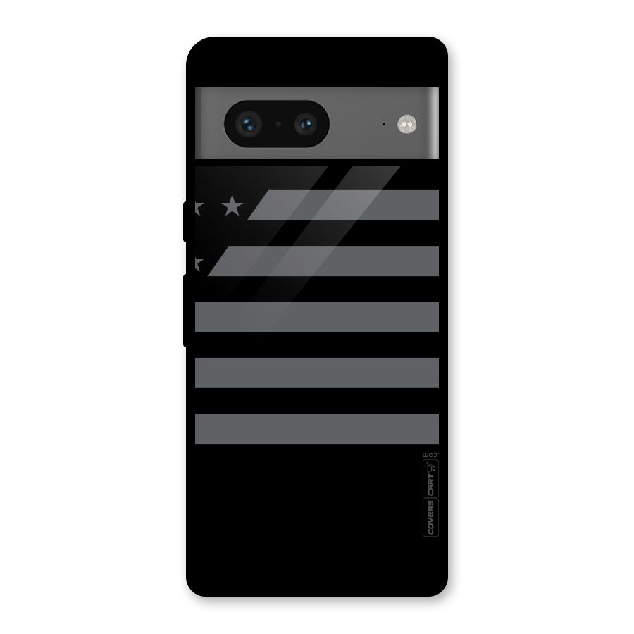 Grey Star Striped Pattern Glass Back Case for Google Pixel 7