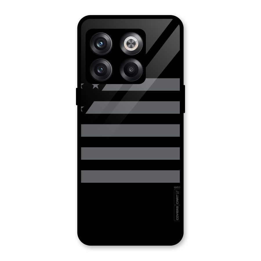 Grey Star Striped Pattern Glass Back Case for OnePlus 10T