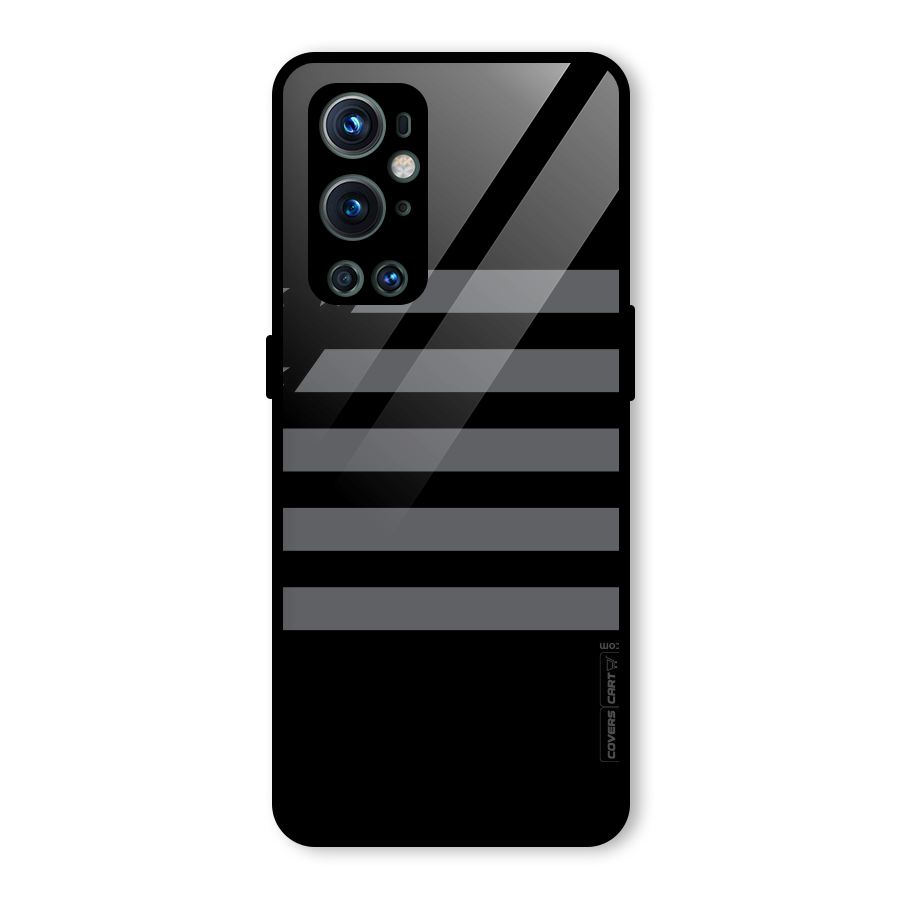 Grey Star Striped Pattern Glass Back Case for OnePlus 9 Pro