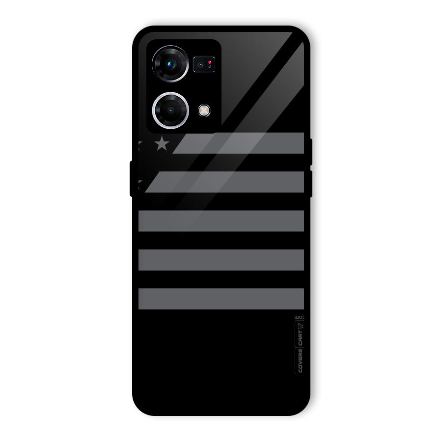Grey Star Striped Pattern Glass Back Case for Oppo F21s Pro 4G
