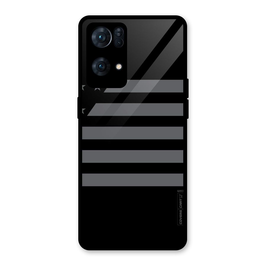 Grey Star Striped Pattern Glass Back Case for Oppo Reno7 Pro 5G