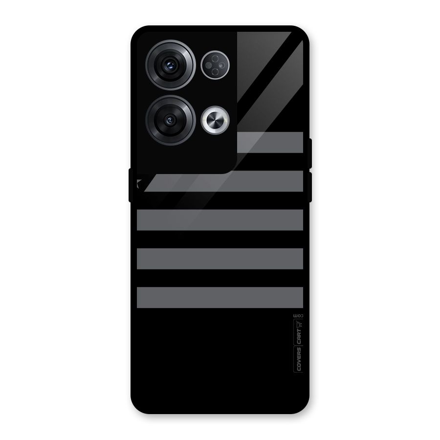 Grey Star Striped Pattern Glass Back Case for Oppo Reno8 Pro 5G