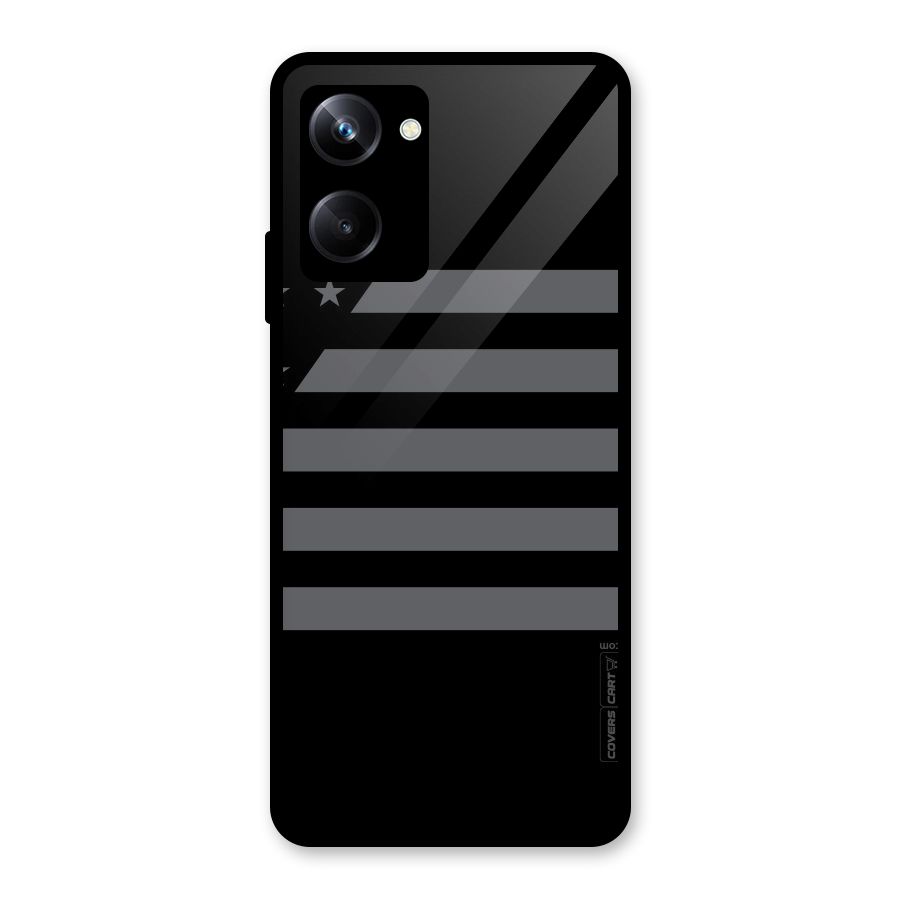 Grey Star Striped Pattern Glass Back Case for Realme 10 Pro