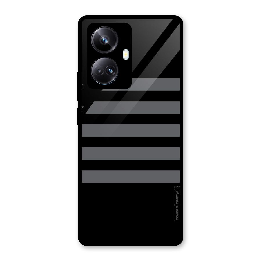 Grey Star Striped Pattern Glass Back Case for Realme 10 Pro Plus