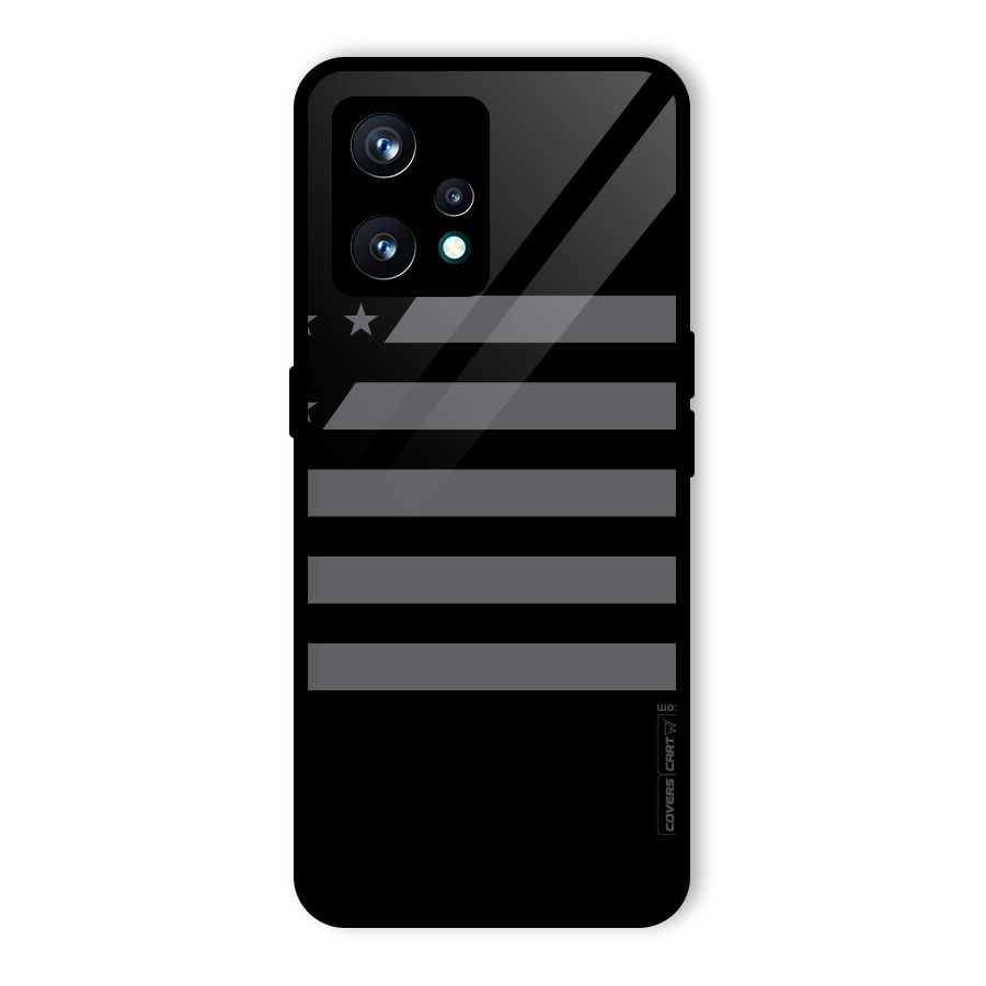 Grey Star Striped Pattern Glass Back Case for Realme 9