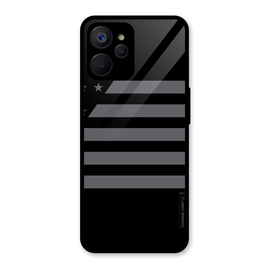 Grey Star Striped Pattern Glass Back Case for Realme 9i 5G