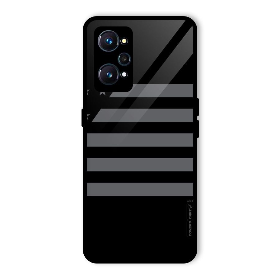 Grey Star Striped Pattern Glass Back Case for Realme GT 2