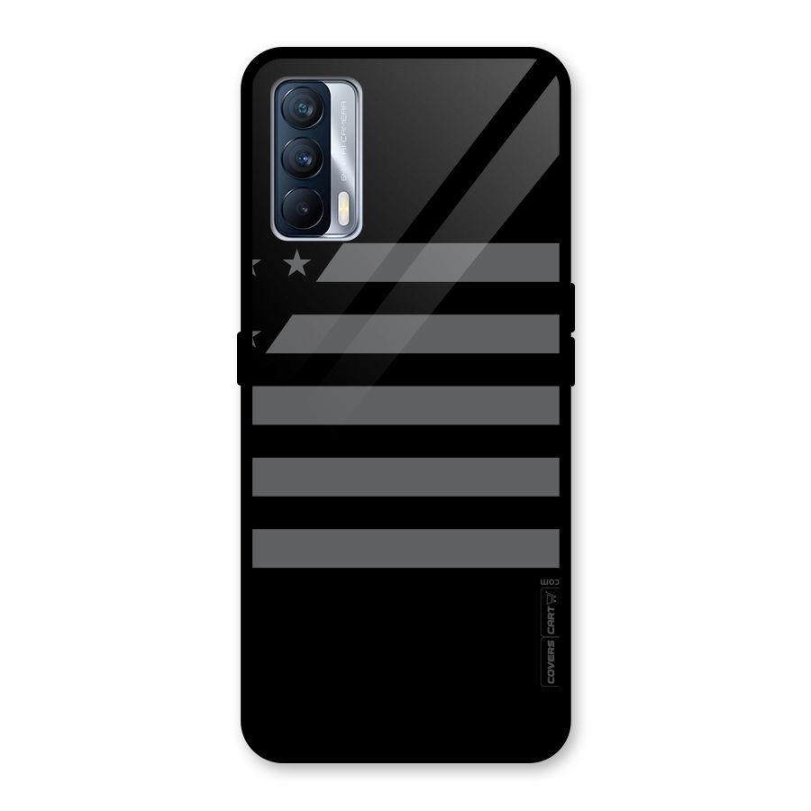 Grey Star Striped Pattern Glass Back Case for Realme X7