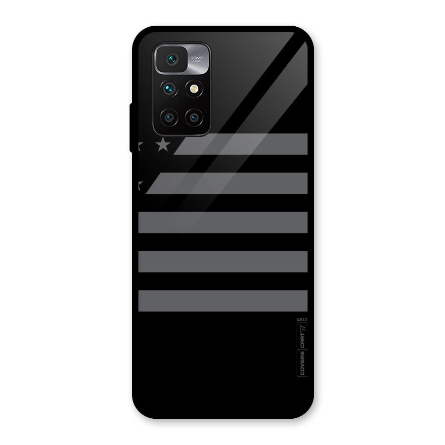 Grey Star Striped Pattern Glass Back Case for Redmi 10 Prime