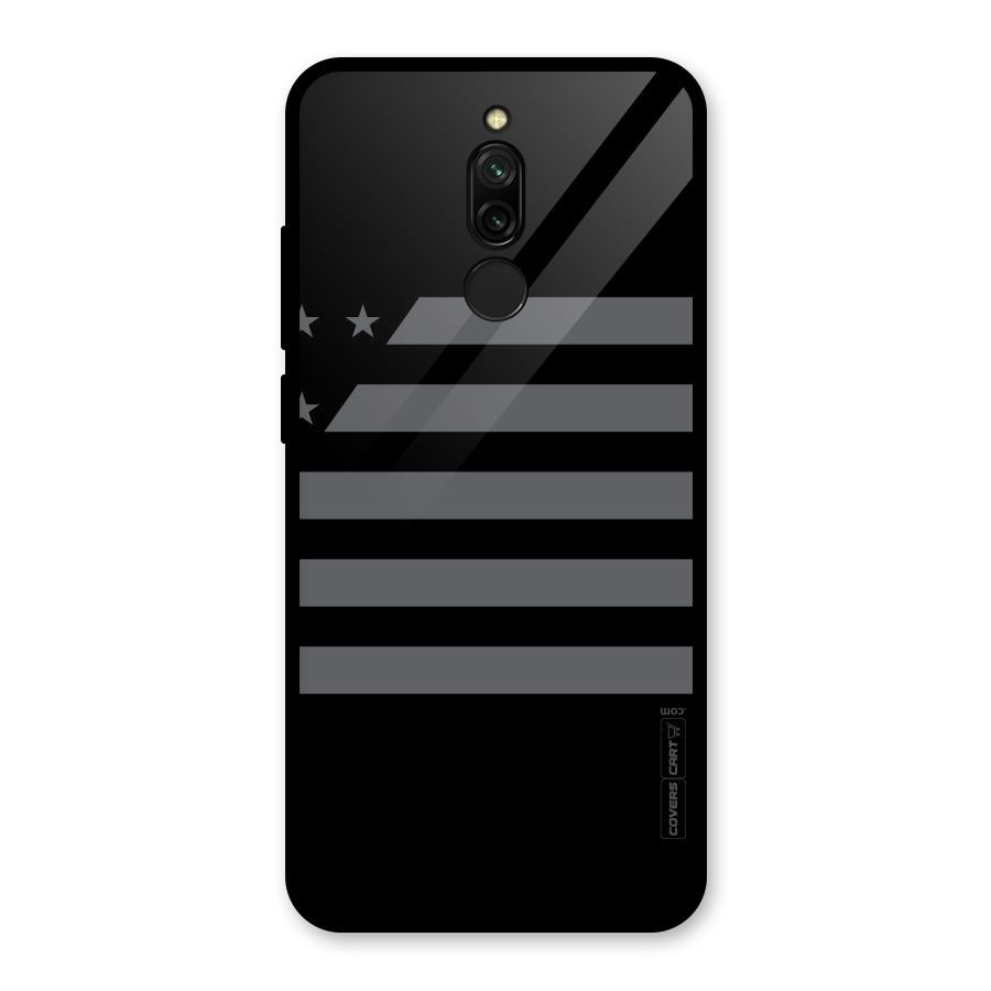 Grey Star Striped Pattern Glass Back Case for Redmi 8