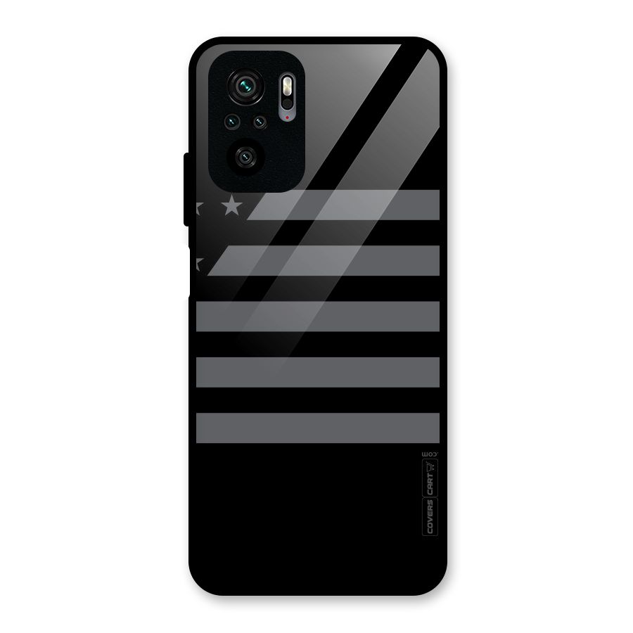 Grey Star Striped Pattern Glass Back Case for Redmi Note 10