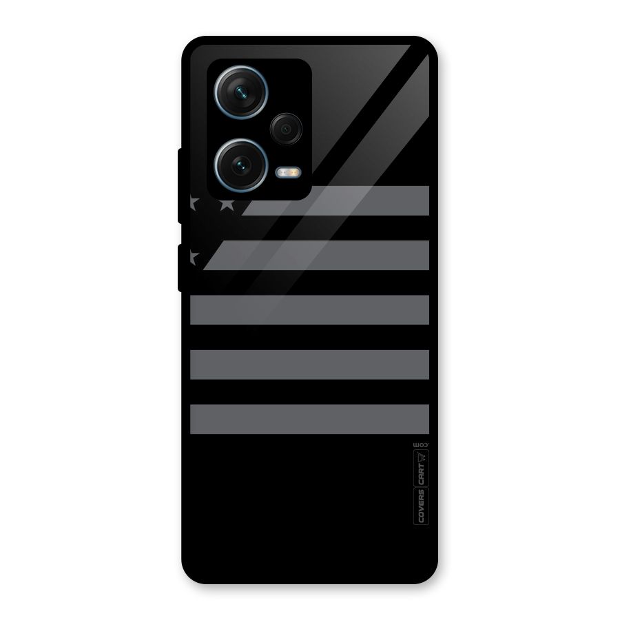 Grey Star Striped Pattern Glass Back Case for Redmi Note 12 Pro Plus 5G