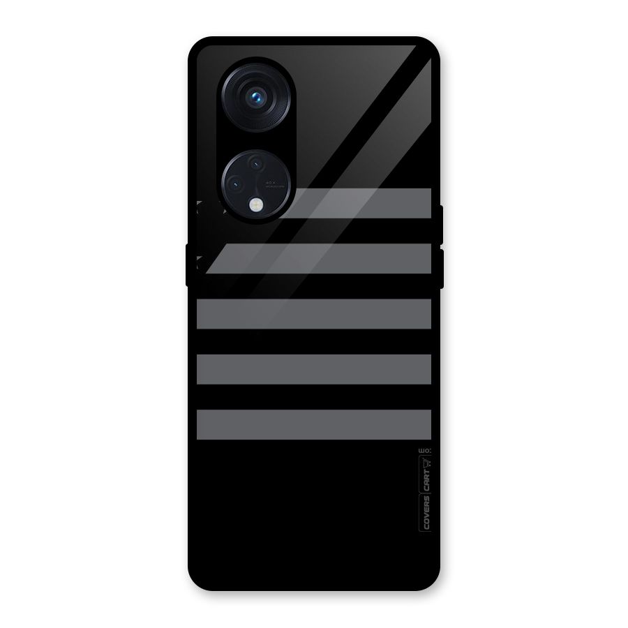 Grey Star Striped Pattern Glass Back Case for Reno8 T 5G