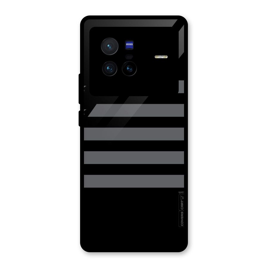 Grey Star Striped Pattern Glass Back Case for Vivo X80