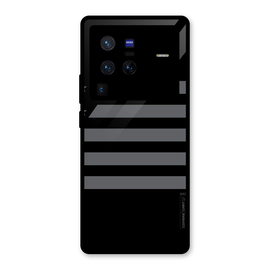 Grey Star Striped Pattern Glass Back Case for Vivo X80 Pro