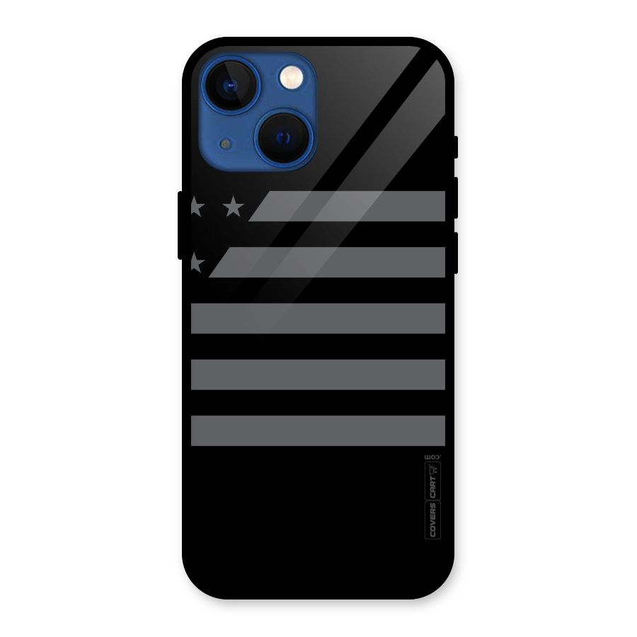Grey Star Striped Pattern Glass Back Case for iPhone 13 Mini
