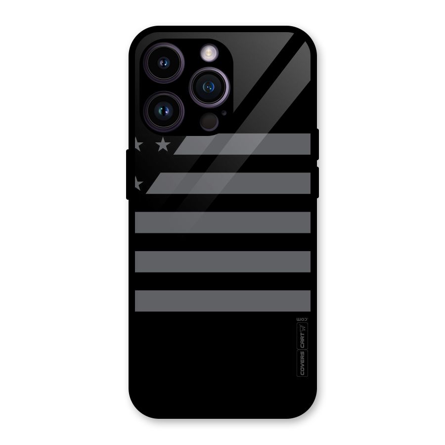 Grey Star Striped Pattern Glass Back Case for iPhone 14 Pro Max