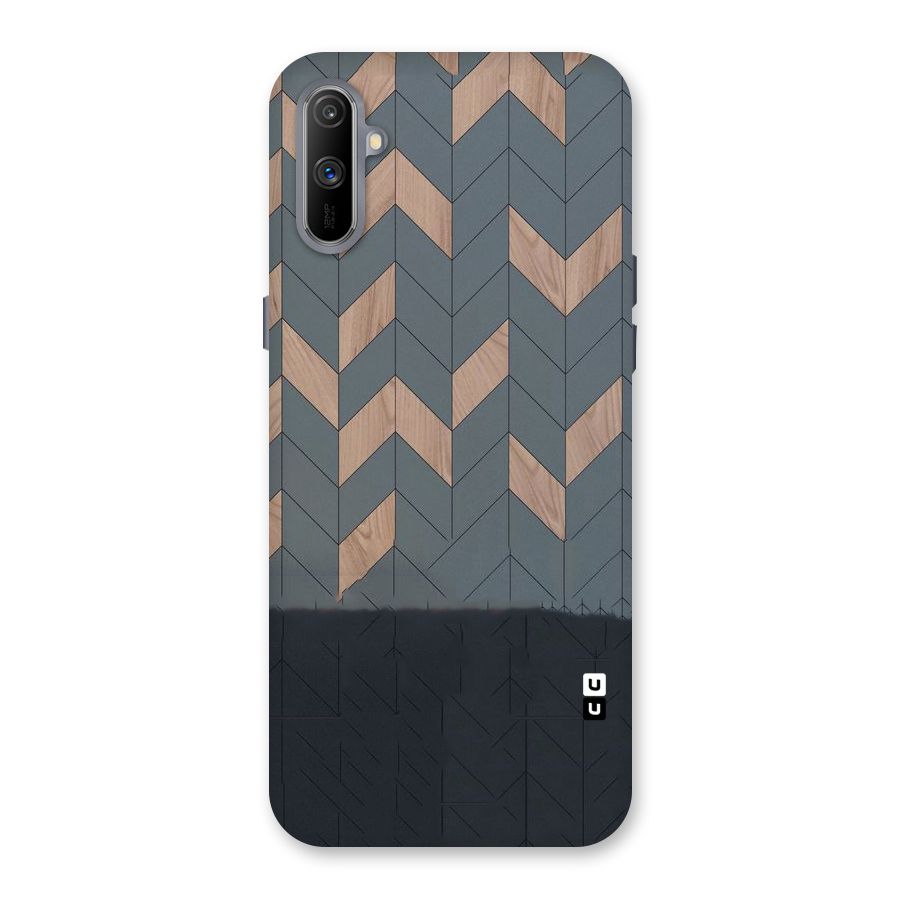 Greyish Wood Design Back Case for Realme C3