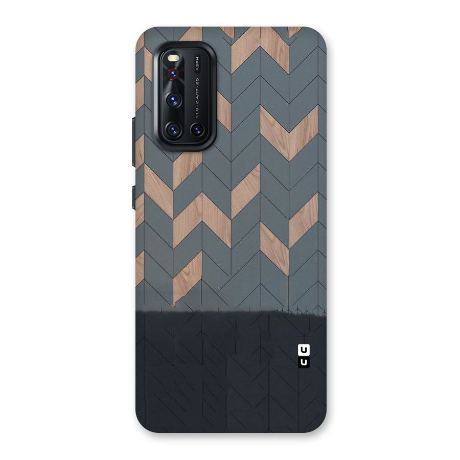 Greyish Wood Design Back Case for Vivo V19