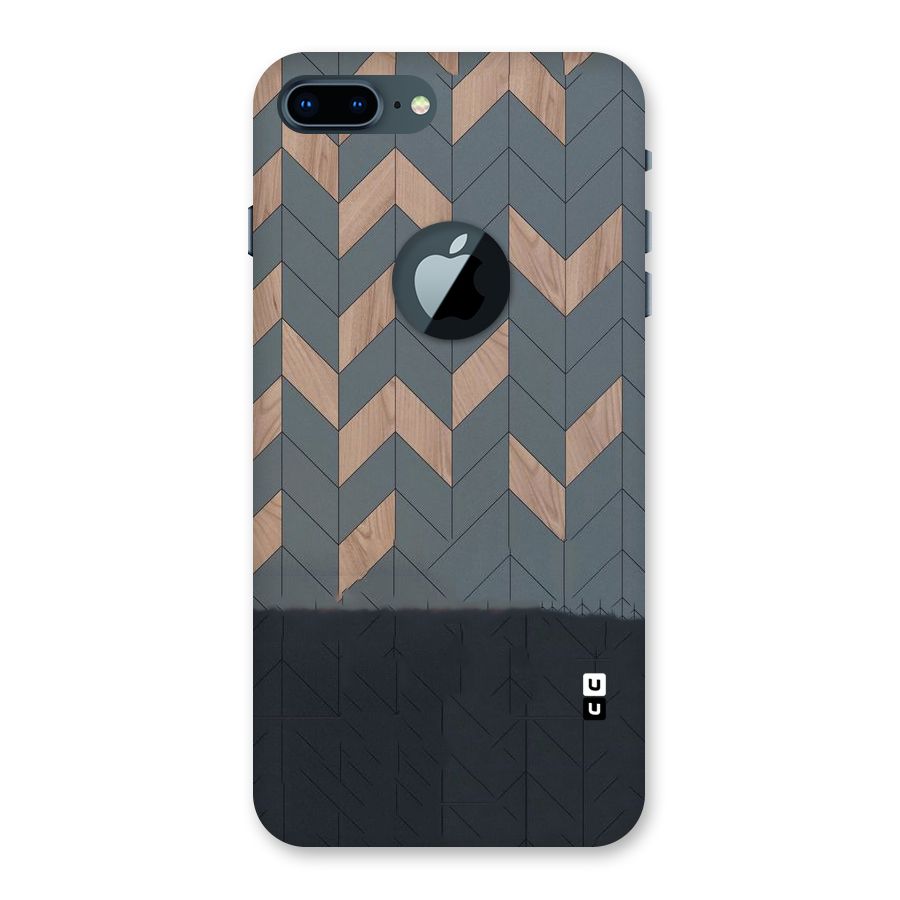 Greyish Wood Design Back Case for iPhone 7 Plus Logo Cut