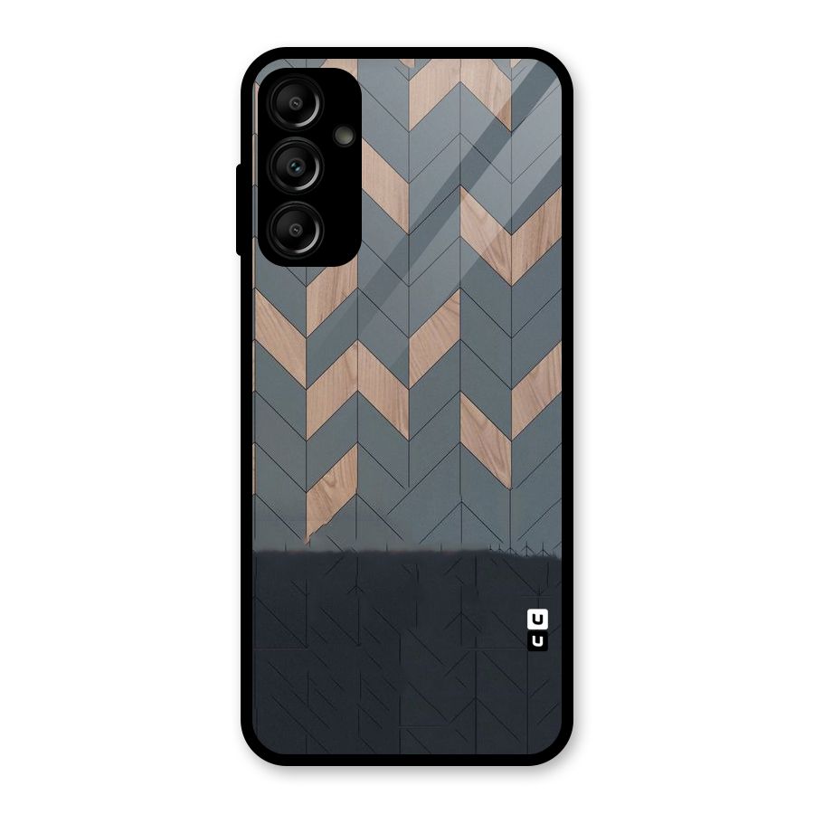 Greyish Wood Design Glass Back Case for Galaxy A14 5G