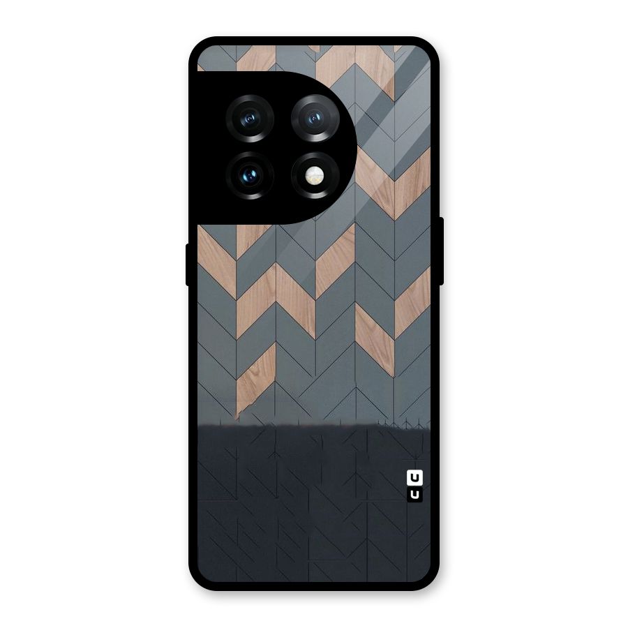Greyish Wood Design Glass Back Case for OnePlus 11