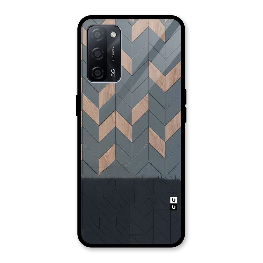Greyish Wood Design Glass Back Case for Oppo A53s 5G