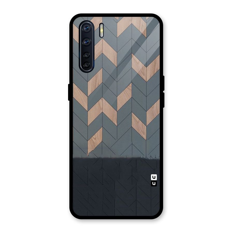 Greyish Wood Design Glass Back Case for Oppo F15