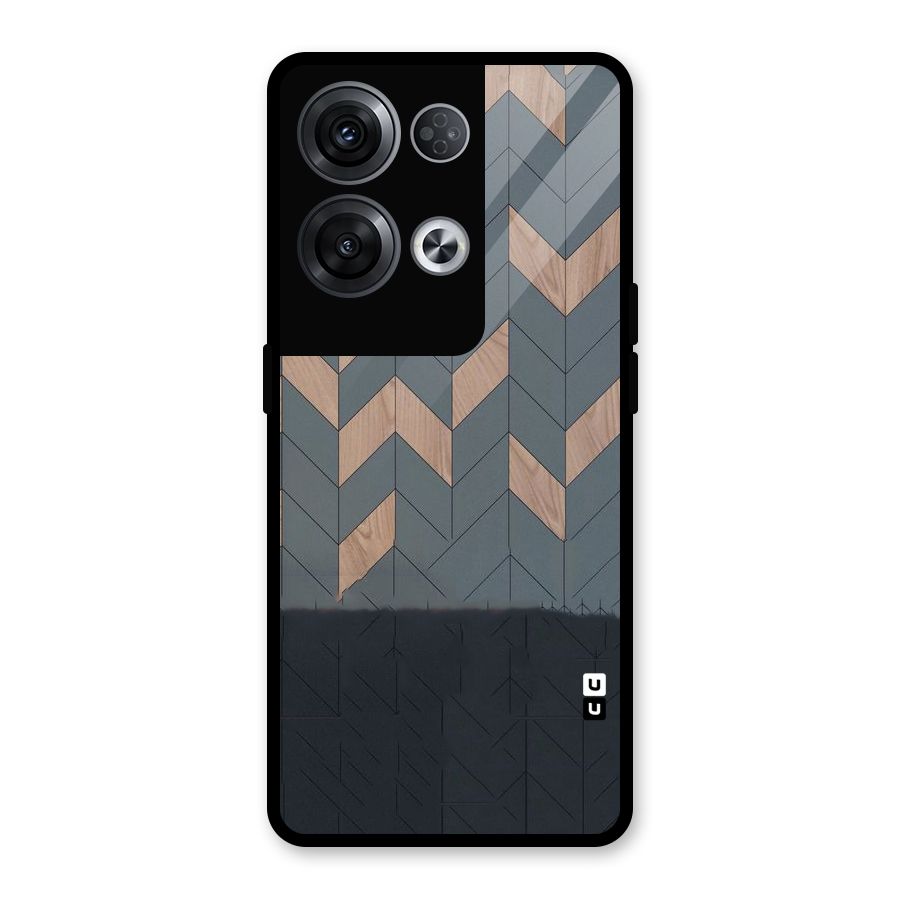 Greyish Wood Design Glass Back Case for Oppo Reno8 Pro 5G