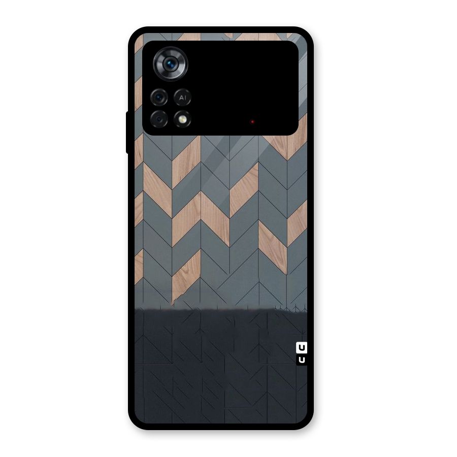 Greyish Wood Design Glass Back Case for Poco X4 Pro 5G
