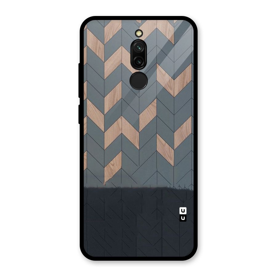 Greyish Wood Design Glass Back Case for Redmi 8