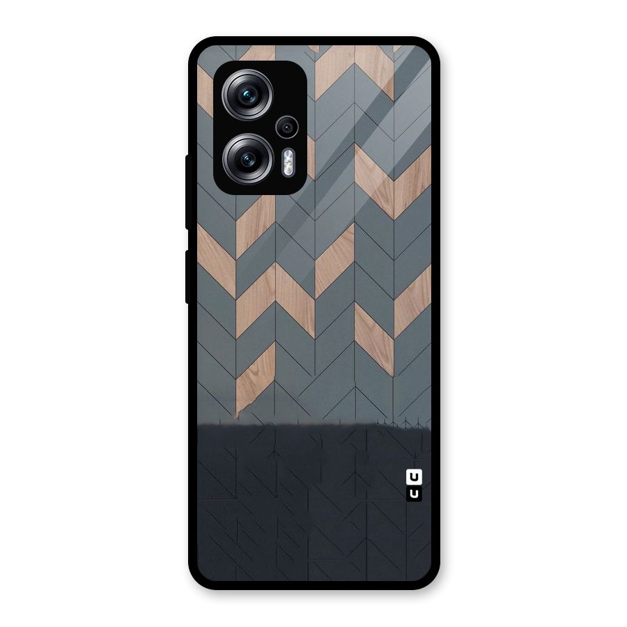 Greyish Wood Design Glass Back Case for Redmi K50i
