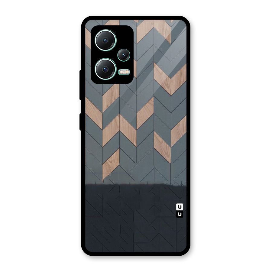 Greyish Wood Design Glass Back Case for Redmi Note 12 5G