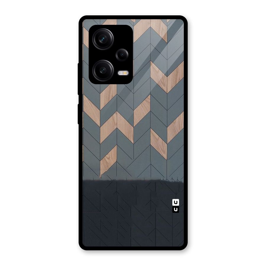 Greyish Wood Design Glass Back Case for Redmi Note 12 Pro