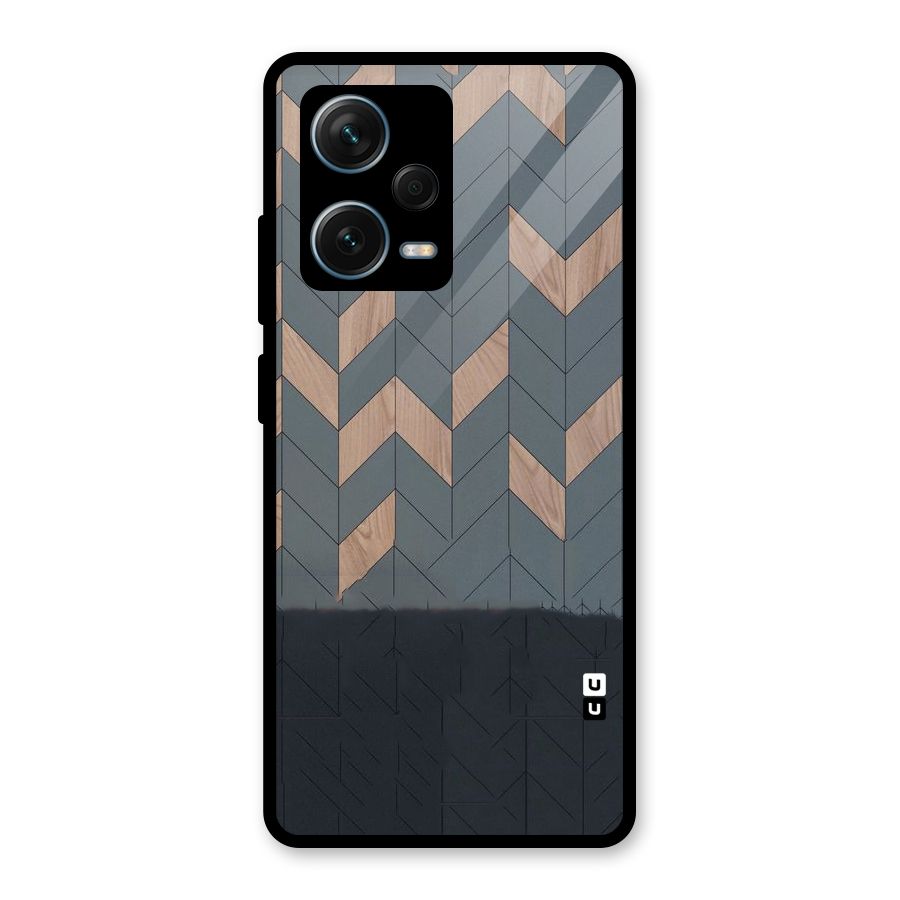 Greyish Wood Design Glass Back Case for Redmi Note 12 Pro Plus 5G