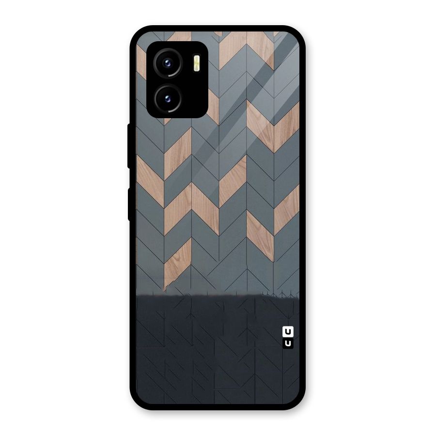 Greyish Wood Design Glass Back Case for Vivo Y15s
