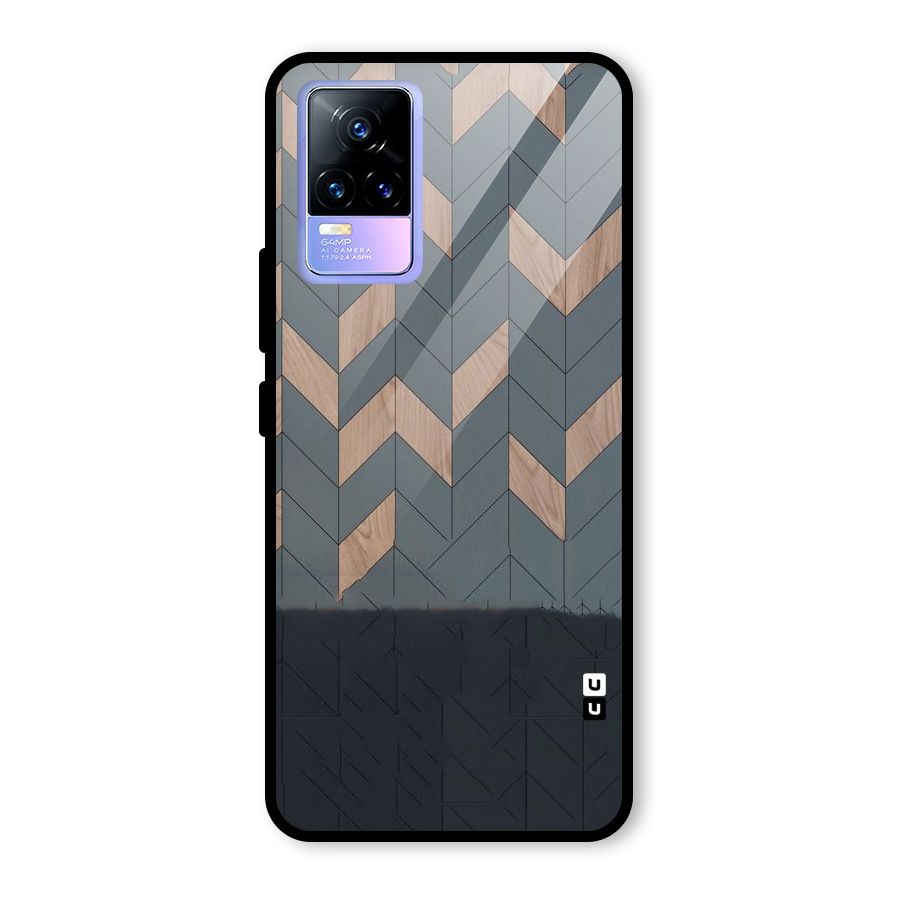 Greyish Wood Design Glass Back Case for Vivo Y73