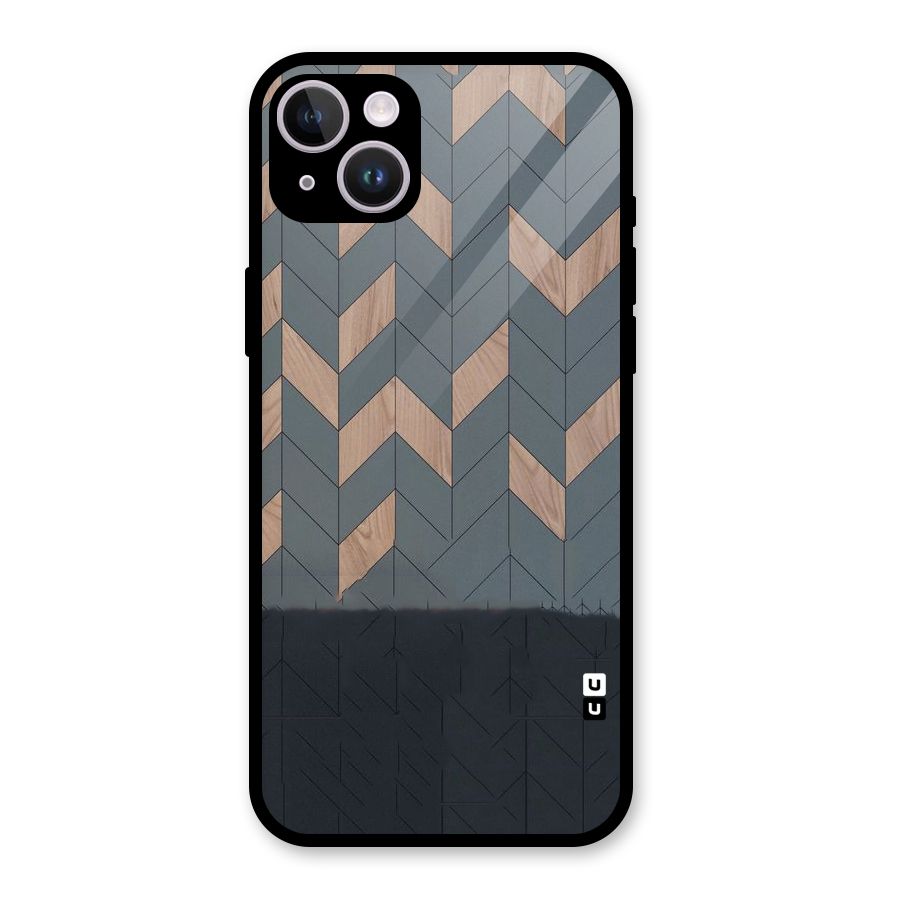 Greyish Wood Design Glass Back Case for iPhone 14 Plus