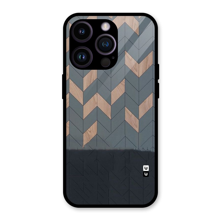 Greyish Wood Design Glass Back Case for iPhone 14 Pro