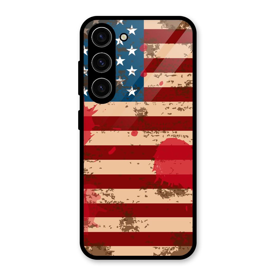 Grunge USA Flag Glass Back Case for Galaxy S23