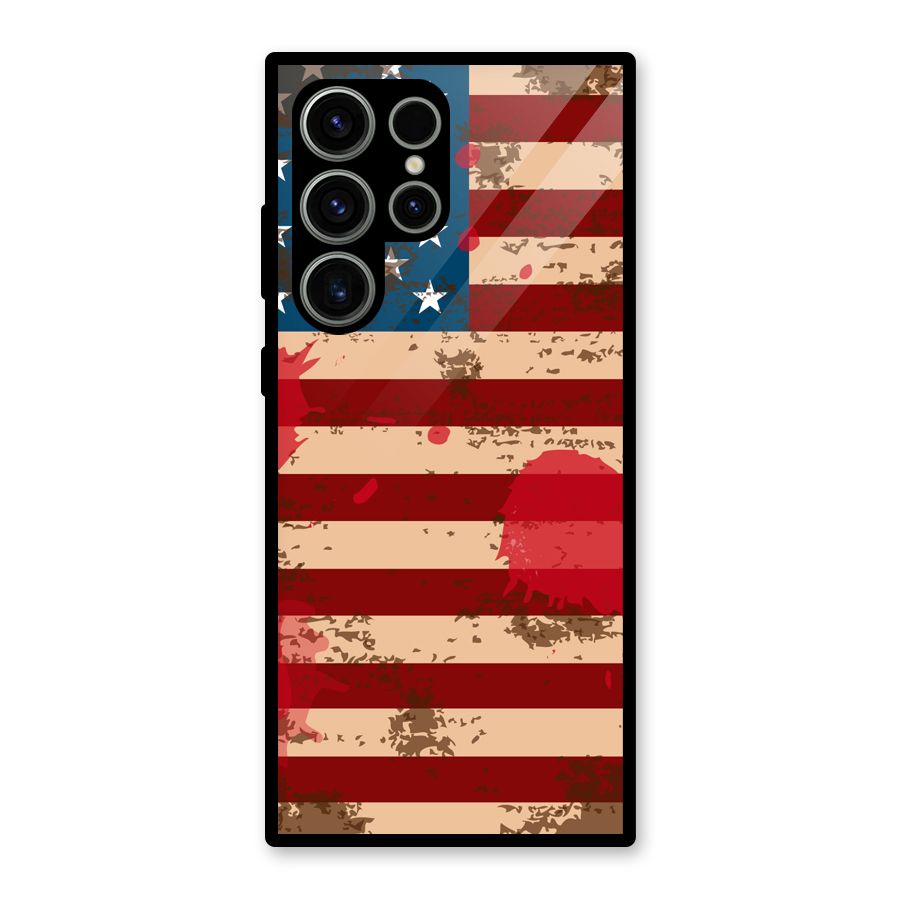 Grunge USA Flag Glass Back Case for Galaxy S23 Ultra
