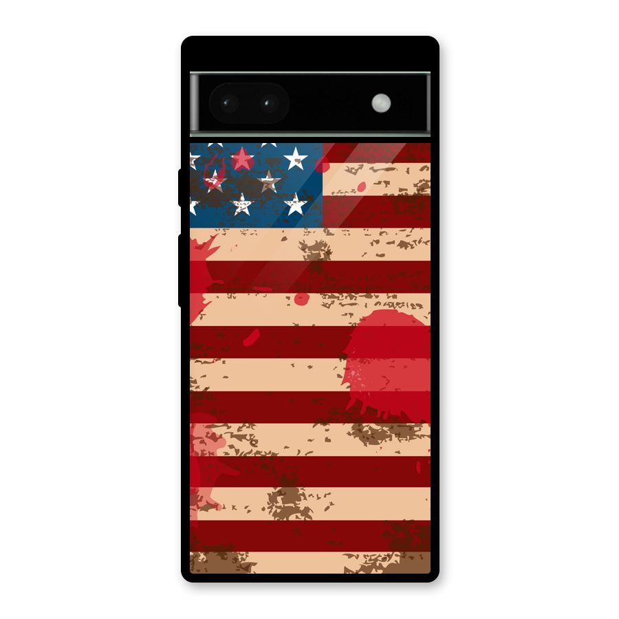 Grunge USA Flag Glass Back Case for Google Pixel 6a